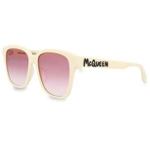 💯 Authentic 🏖️ Alexander McQueen 56MM D-Frame Square Sunglasses, White Color